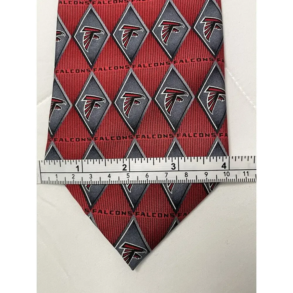 Atlanta Falcons NFL 100% Silk Necktie Red Gray Team Logo Geometric Men's Tie